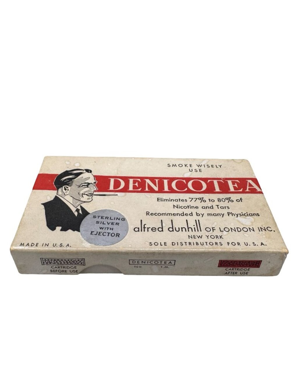 1940's Vintage Dunhill DeNicotea Sterling Silver Cigarette Holder Filter In Box